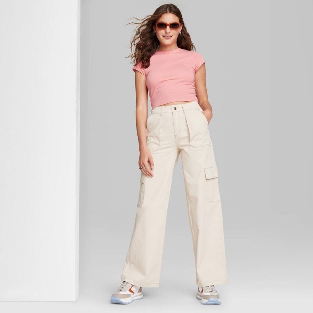 Women's High-Rise Straight Leg Cargo Pants - Wild Fable Beige S